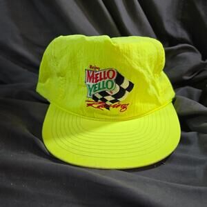 Vintage Mello Yello Racing Hat Cap Snap Back Mens Neon Auto Racing 90s